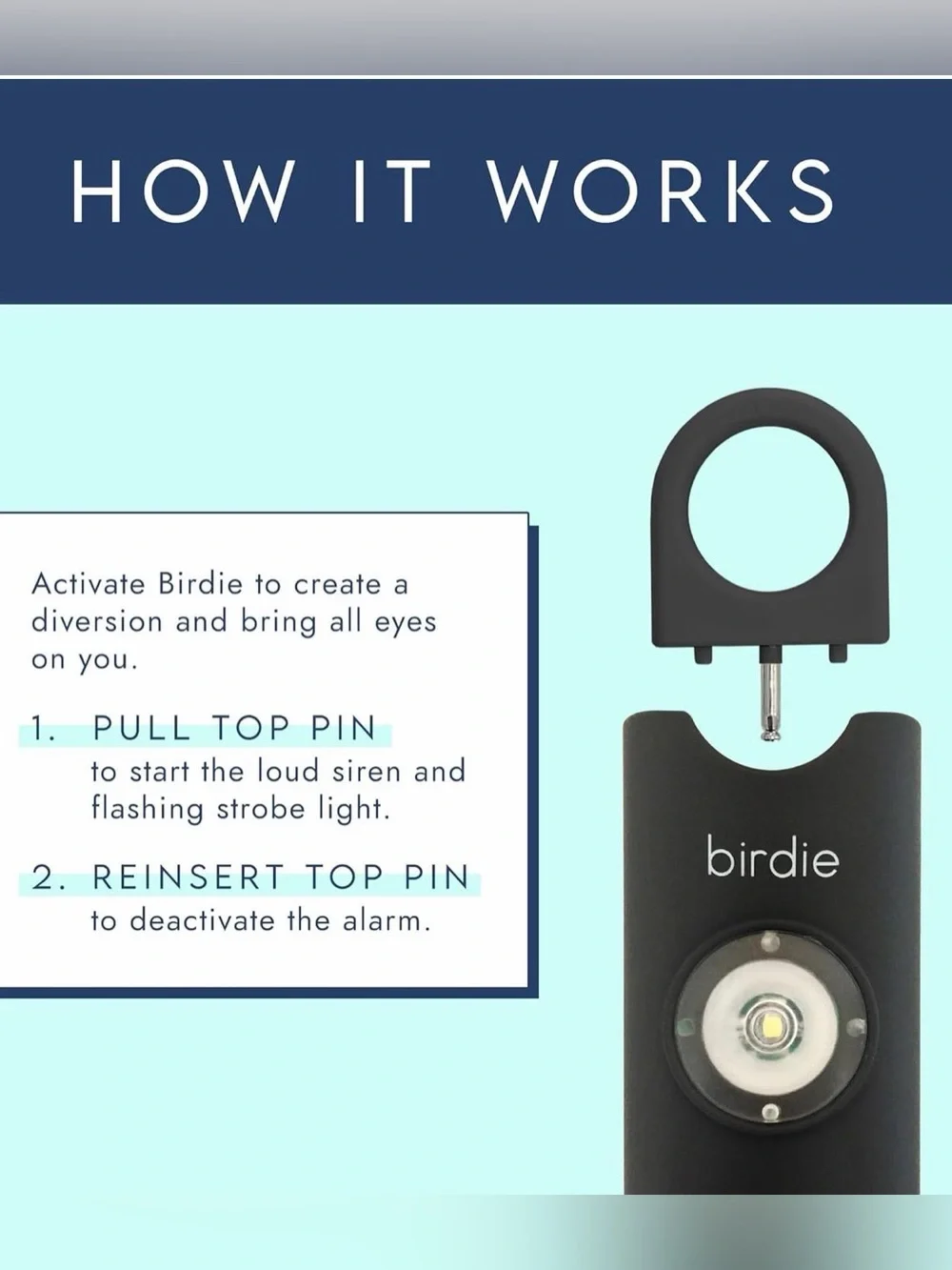 Birdie NIB Original 3.0 Personal Safety Device For Women Charcoal